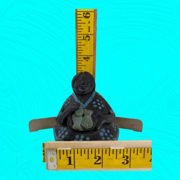 Vtg Chulucanas Peru Pottery Woman & Fish in Bowl artist signed Manuel Adauayue - Picture 7 of 8